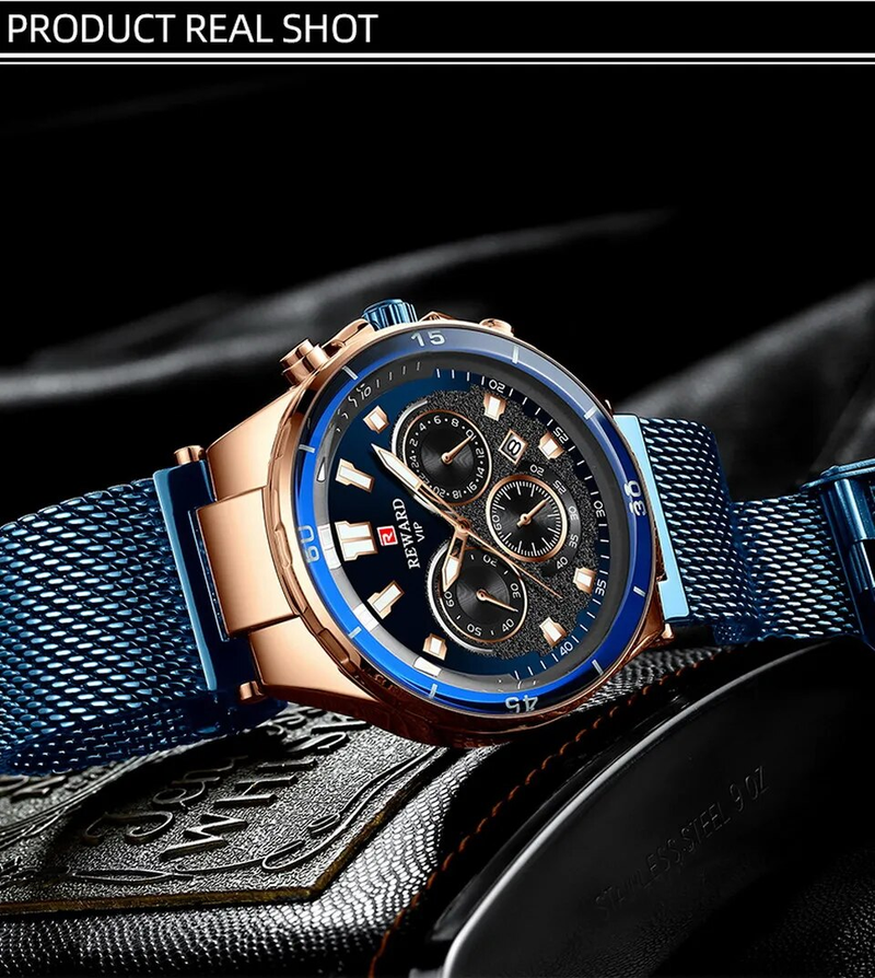 Men Wristwatch Luxury Waterproof Stainless Steel Watches Fashion Calendar Chronograph Wrist Watches Gift for Him_voghion.com