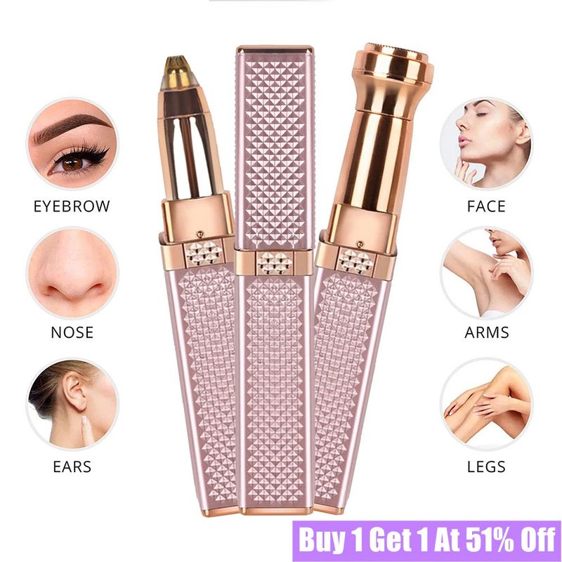 Women Electric Brow Trimmer Razor Hair Remover Facial Face Eyebrow Epilator 2in1_voghion.com