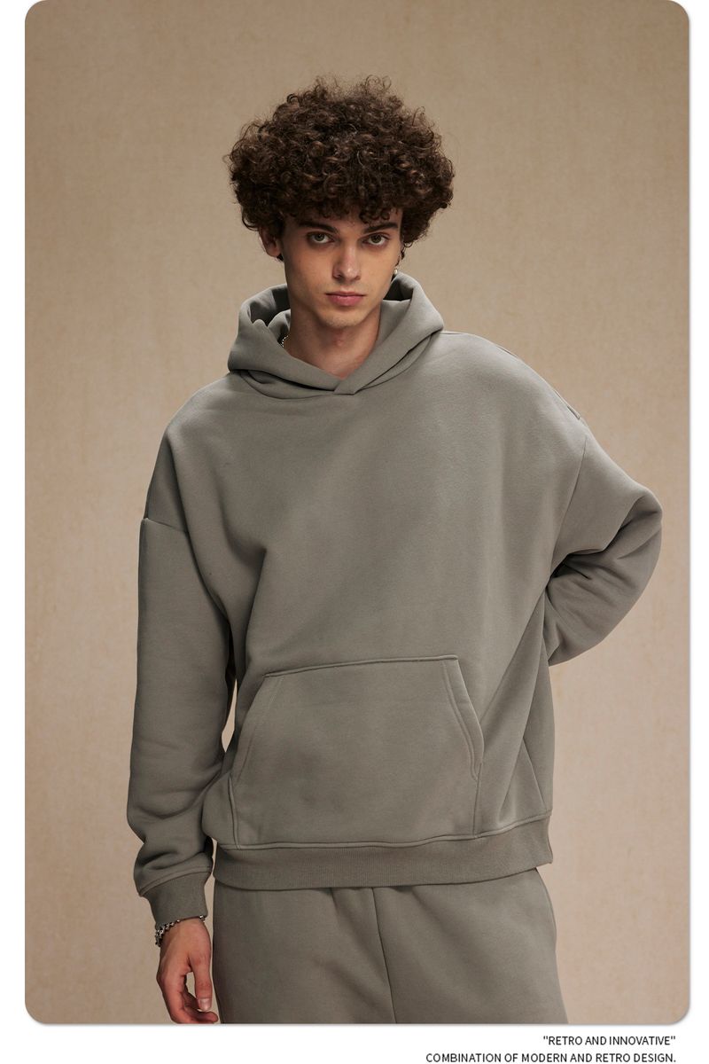 Felpa con cappuccio oversize da uomo in pile con tessuto anti-pilling da 400 g/m², felpa streetwear per l'inverno (disponibile in 12 colori)_voghion.com