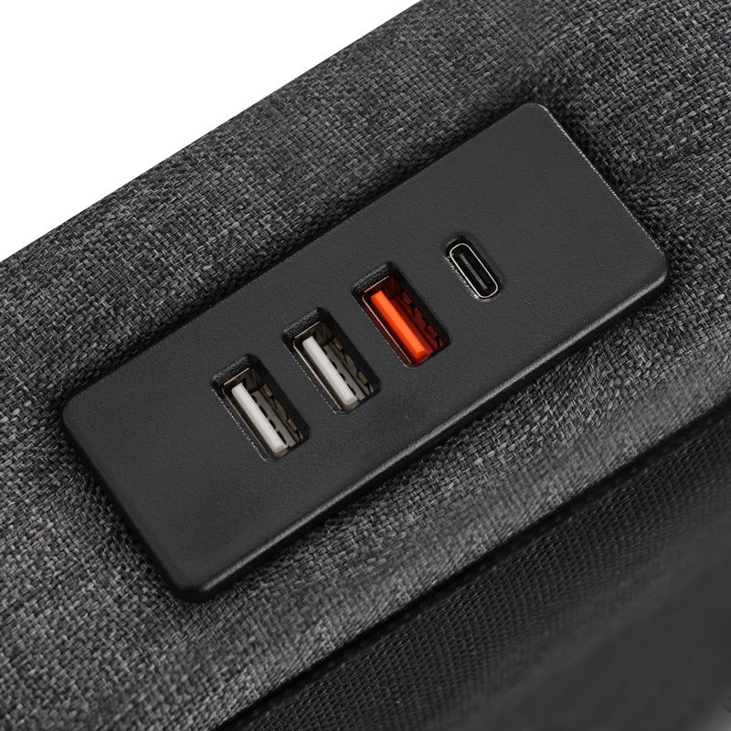 Lit double avec rangement et lattes en bois, chargement USB Type-C, éclairage LED et 4 tiroirs, gris (matelas non inclus). Lit enfant 140 x 200 cm._voghion.com