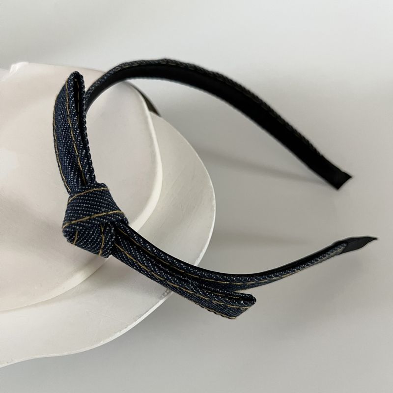 Cerchietto per capelli con fiocco in denim standard, nuovo stile, semplice, di nicchia, di alta qualità, con senso di pressione_voghion.com