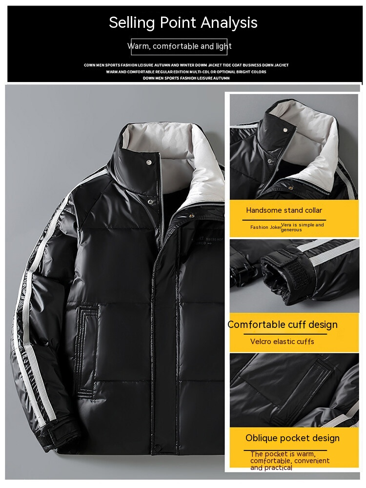Piumino da uomo nuovo autunno e inverno 2024 caldo piumino d'anatra bianco di tendenza con colletto in piedi ispessito_voghion.com