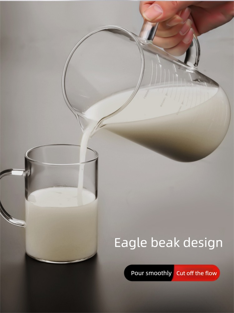 Tazza graduata per latte, acqua, farina d'avena, per bambini, adatta al microonde, per la misurazione in vetro borosilicato ad alta densità_voghion.com