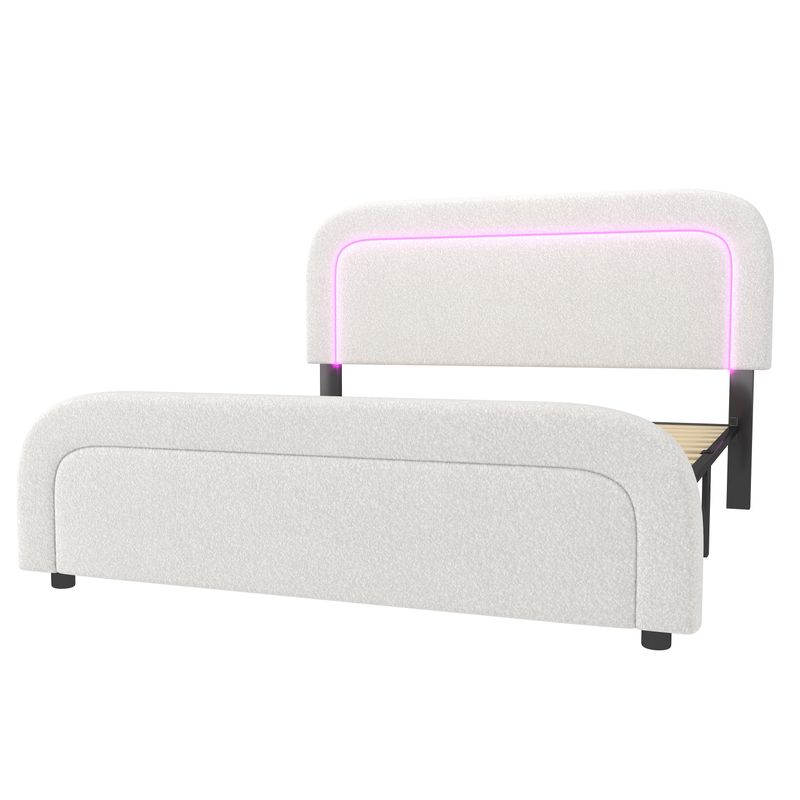Polsterbett 140x200cm Con USB-C, LED, Copertina flessibile, Sherpa-Weiß_voghion.com