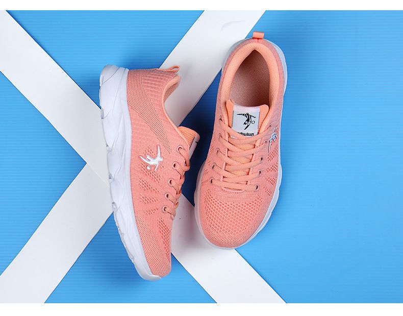 Wit met schokabsorptie, zachte zolen, aërobe hardloopschoenen van ademend mesh voor dames, lichtgewicht casual sportschoenen_voghion.com