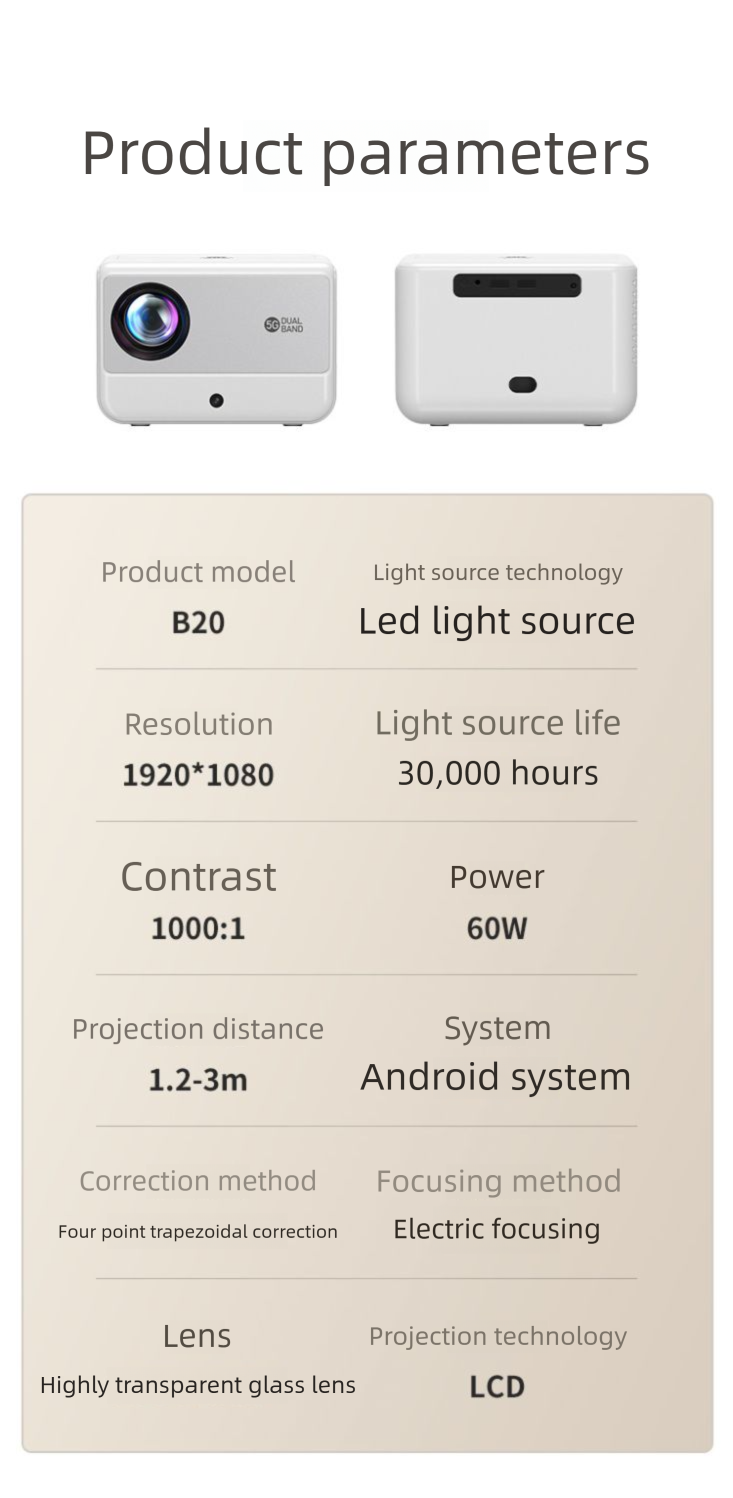 2024 New For Home Bedroom Small Ultra HD Student Dormitory Connectable To Phone Screen 5G Projector_voghion.com