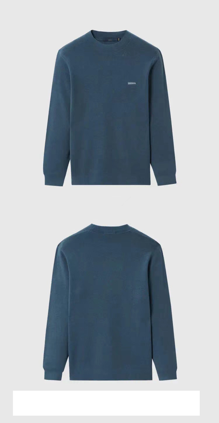 Crewneck Long Sleeve Knit Men's Autumn Wool Semi-turtleneck Thick Warm Sweater Solid Color Base Shirt_voghion.com