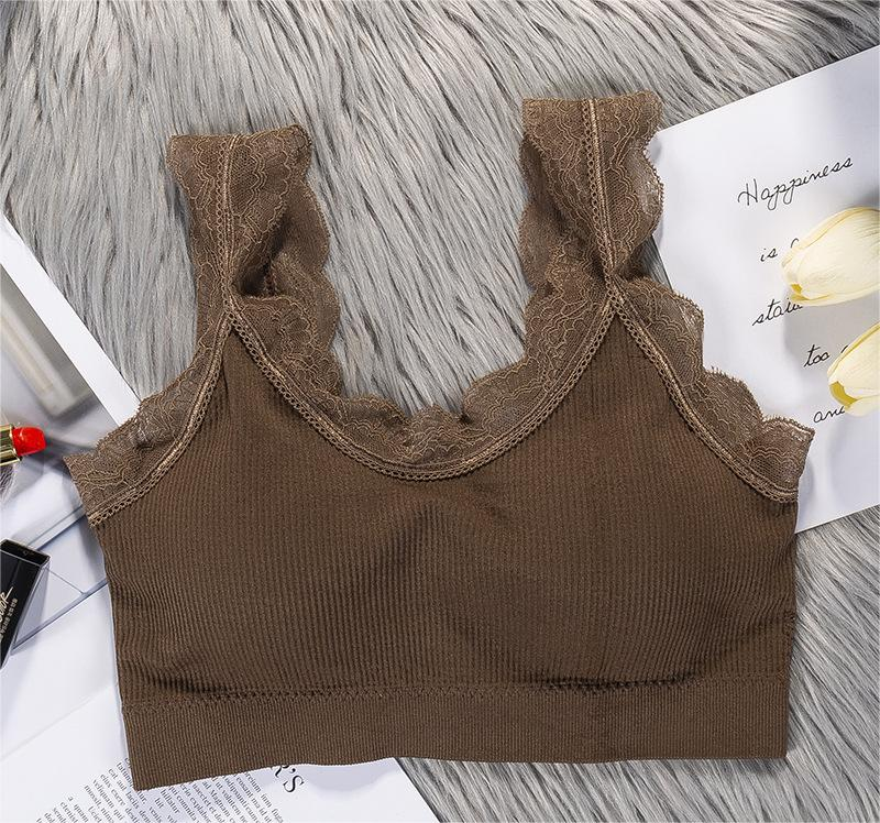 Spitzen-BH-Unterwäsche, schöne Rückenwickelung, nahtloses Tube-Top, Anti-Aussetzung, geraffte Weste für Frauen_voghion.com