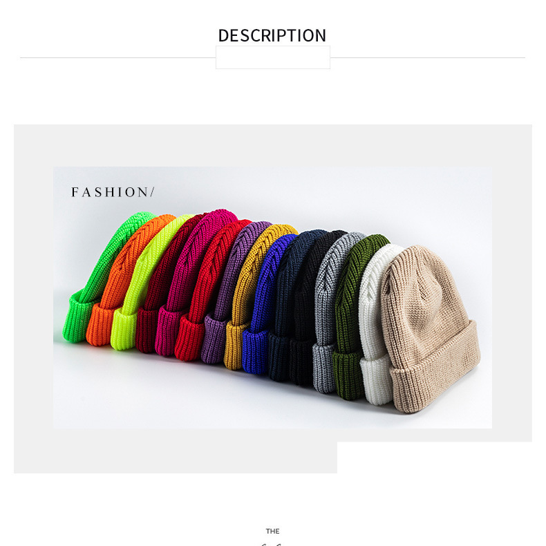 Unisex Wintermütze, warme gestrickte lässige Beanie, Totenkopfmütze, Geschenk für Herren, warme Manschettenbeanie, Umschlagmütze_voghion.com