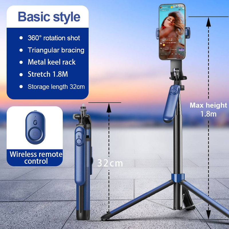 Scalable wireless remote control tripod phone holder with flash, selfie stick, and versatile photography tools_voghion.com