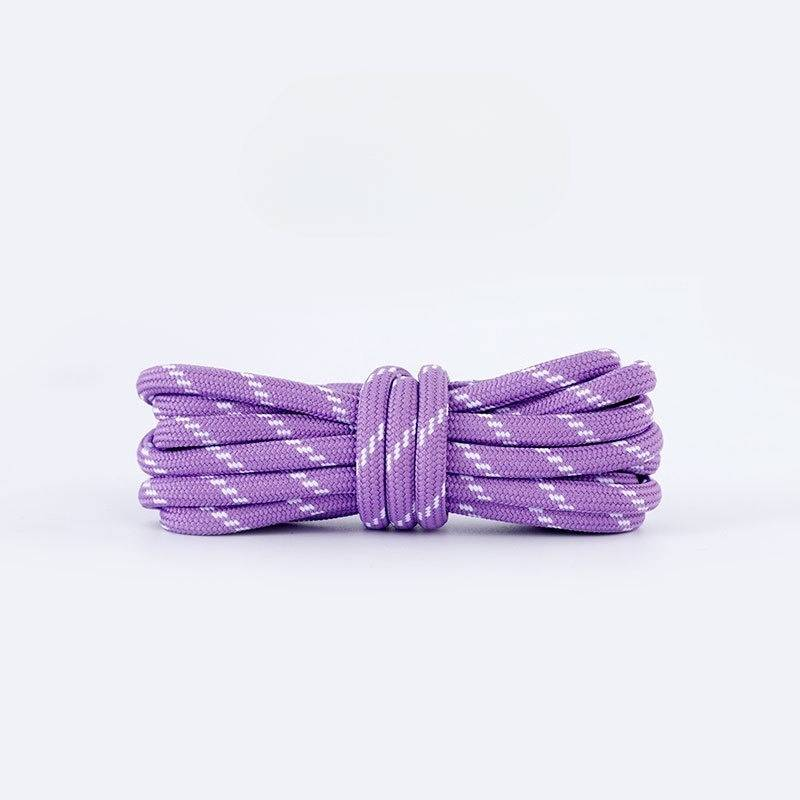 Cordones para zapatillas de senderismo y running con núcleo envuelto de 5 mm de grosor, de color rosa y morado, redondos, de tres puntas_voghion.com