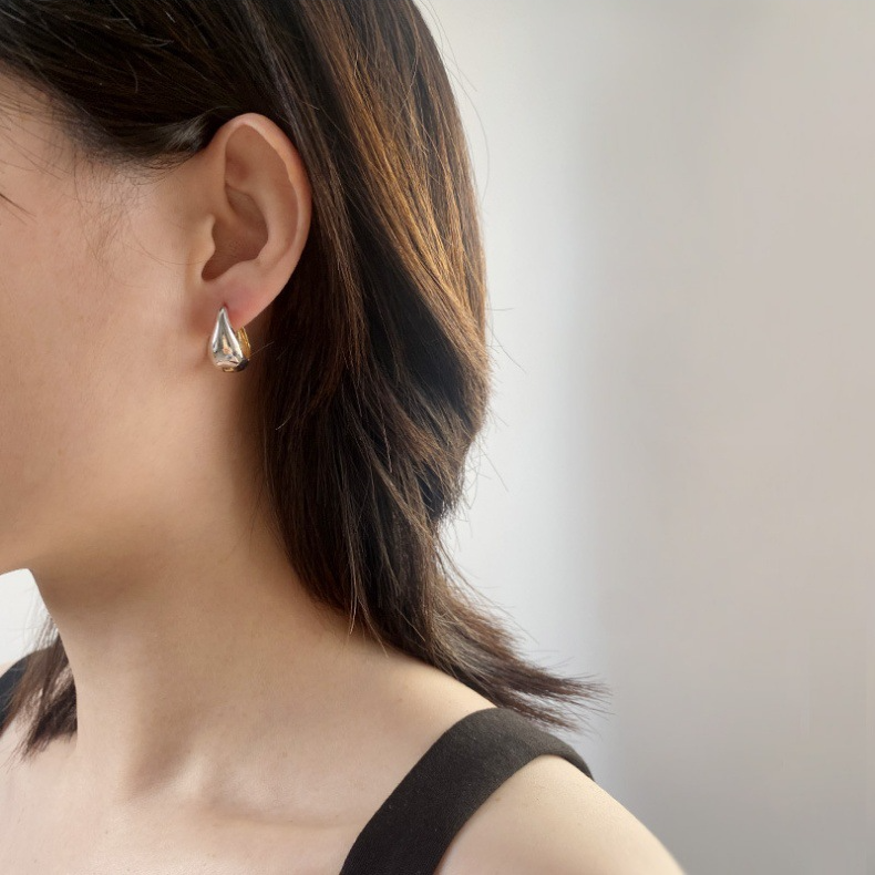Ohr schnalle sterling silber Französisch retro zwei-farbe antike frauen ohrringe einfache mode ins stil high-end-schmuck_voghion.com
