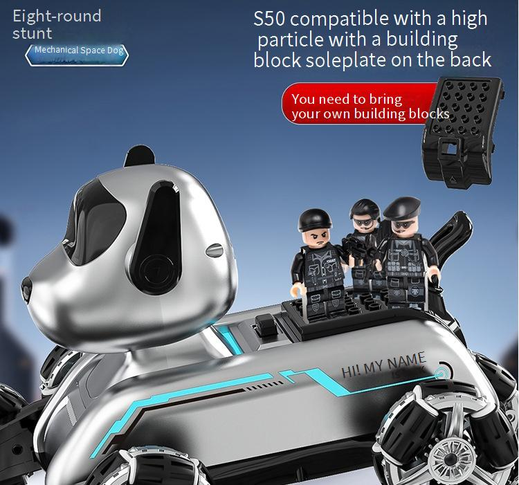 Cane meccanico con otto ruote, giocattolo telecomandato per acrobazie, per bambini, con rilevamento dei gesti, deformazione e arrampicata, robot elettrico intelligente._voghion.com