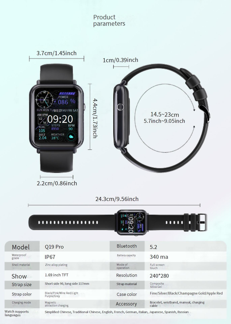 Smartwatches S9 Smart Watch Bluetooth Anruf Herzfrequenz Herren Blutdrucküberwachung Gesundheit Sportuhr_voghion.com