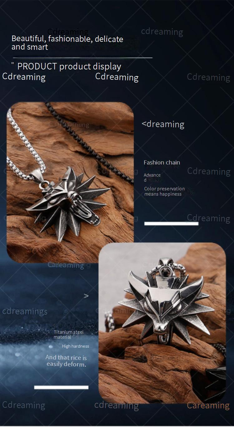 Cdreaming Original Witcher 3 Inspired Hip Hop Retro Necklace - The Wild Hunt Gamer Jewelry Unique Handmade Design KP59809K_voghion.com