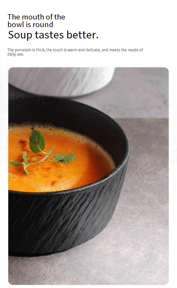 Set di ciotole in ceramica effetto pietra - Piatto multiuso per riso/zuppa/noodles (ciotola per colazione e dessert in gres da 6,5 pollici, adatta al microonde e alla lavastoviglie)_voghion.com