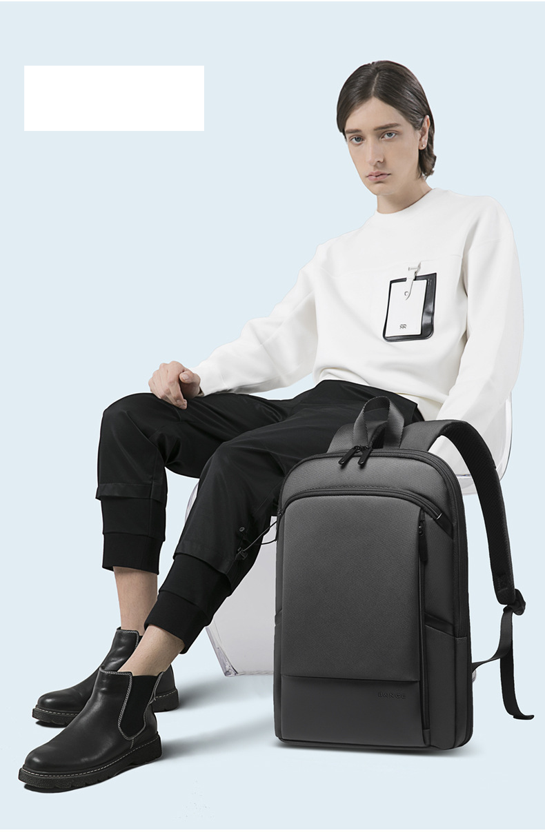 BANGE Men's Backpack Waterproof Business Casual Ultra Thin Travel Computer Backpack With Expandable Capacity Backpack_voghion.com