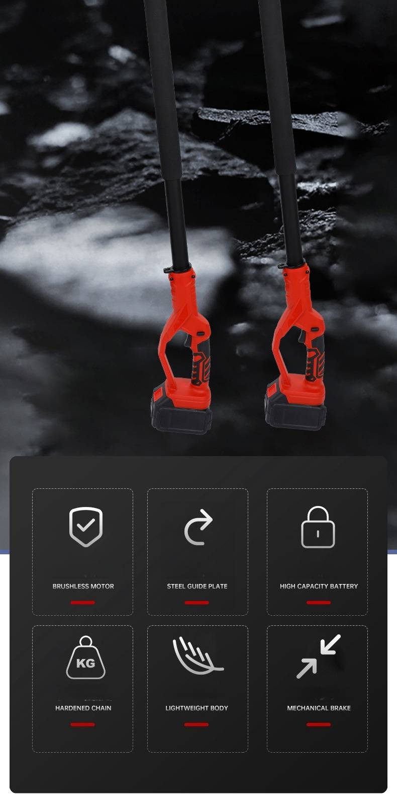 Cordless Telescopic Pole Pruner With Lithium Battery Long Reach Tree Trimmer For Garden, Hedge, Extendable Electric Chainsaw Pole Saw_voghion.com