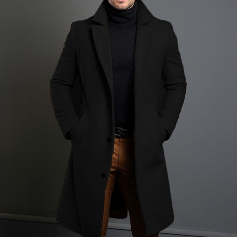 Trench classico monopetto da uomo – Cappotto con revers slim fit (cachi/nero/grigio chiaro/blu reale/bordeaux/blu scuro/grigio scuro, taglie dalla M alla 5XL)_voghion.com
