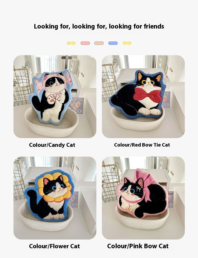 Schattige katten koraal fleece handdoek - ultrazacht en snel drogend - schattig kattenontwerp voor keuken en badkamer (diverse stijlen, 80-100 g)_voghion.com