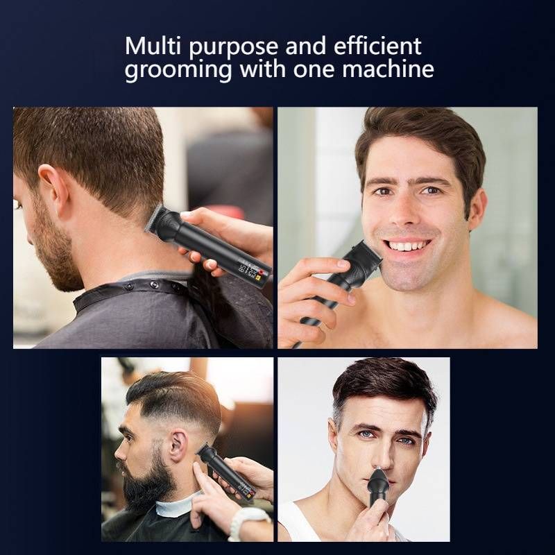 Tondeuse à cheveux professionnelle avec écran LCD, rechargeable sans fil pour hommes, femmes et animaux, lames en acier inoxydable, fonctionnement silencieux._voghion.com
