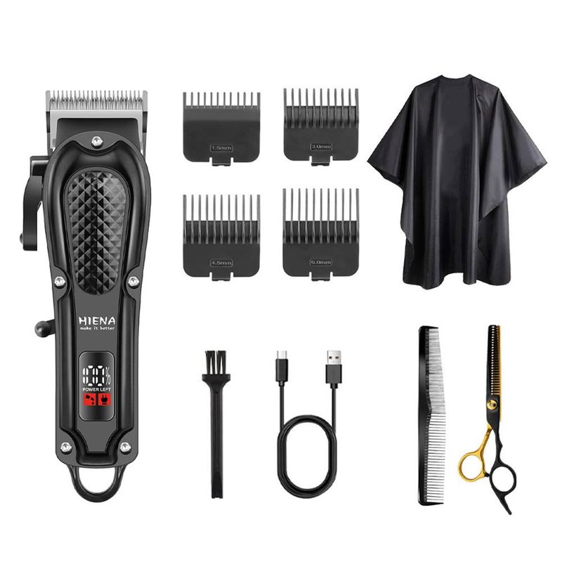 Professional Hair Clipper Kit – USB Rechargeable Cordless Hair Trimmer With LCD Display, Detachable Blades & Multiple Comb Attachments_voghion.com