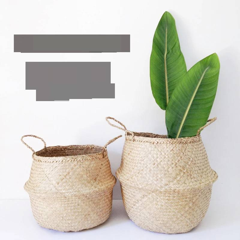 Hängender Blumentopf aus Seegras, Rattan und Wäscheständer WF1015_voghion.com