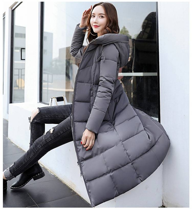 Extra Long & Thick Winter Down Coat For Women, Knee-Length Hooded Warm Jacket With Memory Cotton Filling_voghion.com