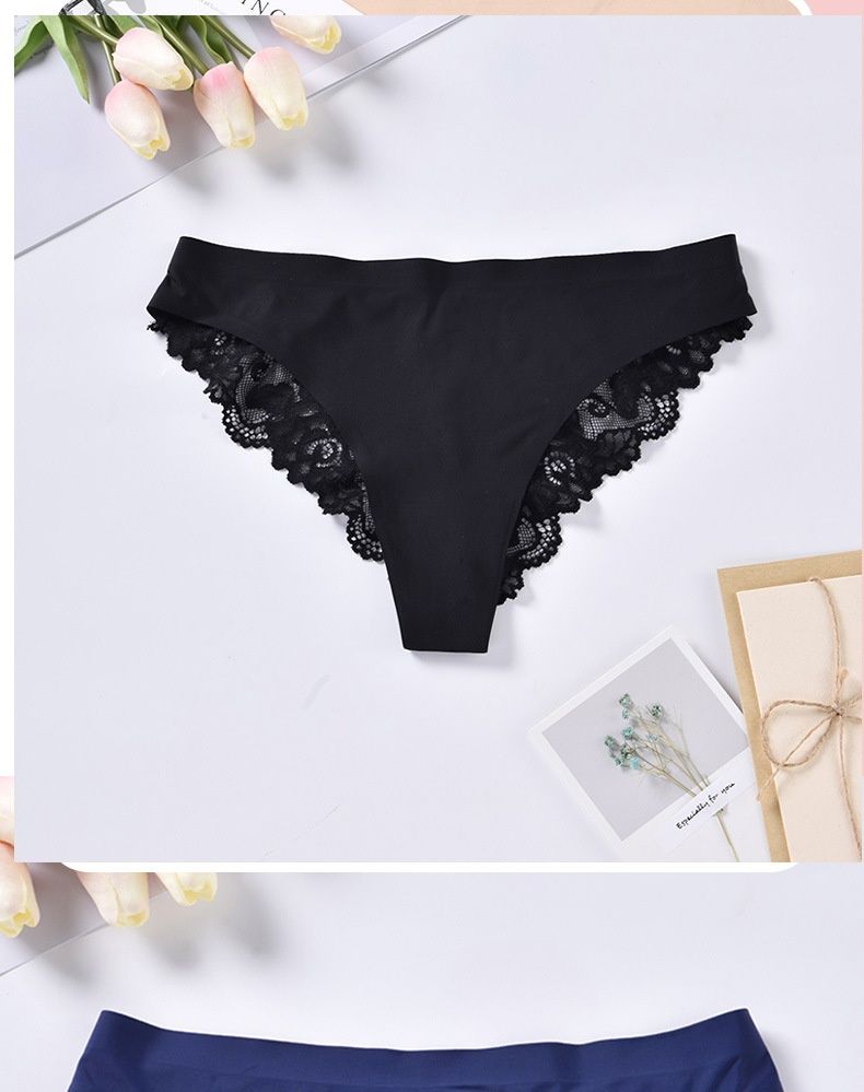 luckyqqyp Neue sexy Damen-Tanga-Höschen aus Spitze und Eisseide, Zwickel aus reiner Baumwolle, niedrige Taille, brasilianischer Schnitt, auf Lager_voghion.com