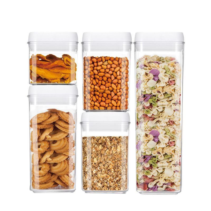 Modulare luftdichte Vorratsbehälter für Lebensmittel – BPA-freie Küchenbehälter aus Kunststoff mit sicher verschließbaren Deckeln (Set mit mehreren Größen: 0,5 l bis 3,3 l, stapelbares Design)_voghion.com