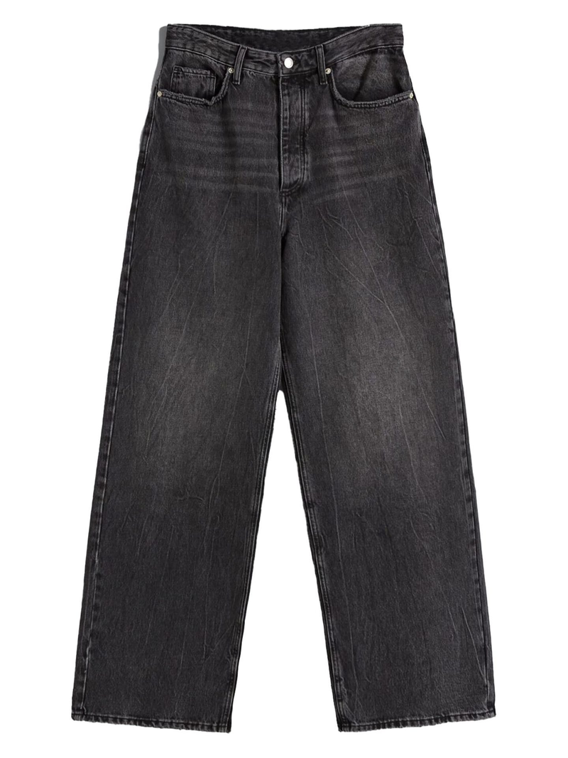 Abbigliamento da donna Cat Whiskers And Maliu Jeans larghi a gamba larga per donna Pantaloni in denim versatili casuali di colore unito_voghion.com