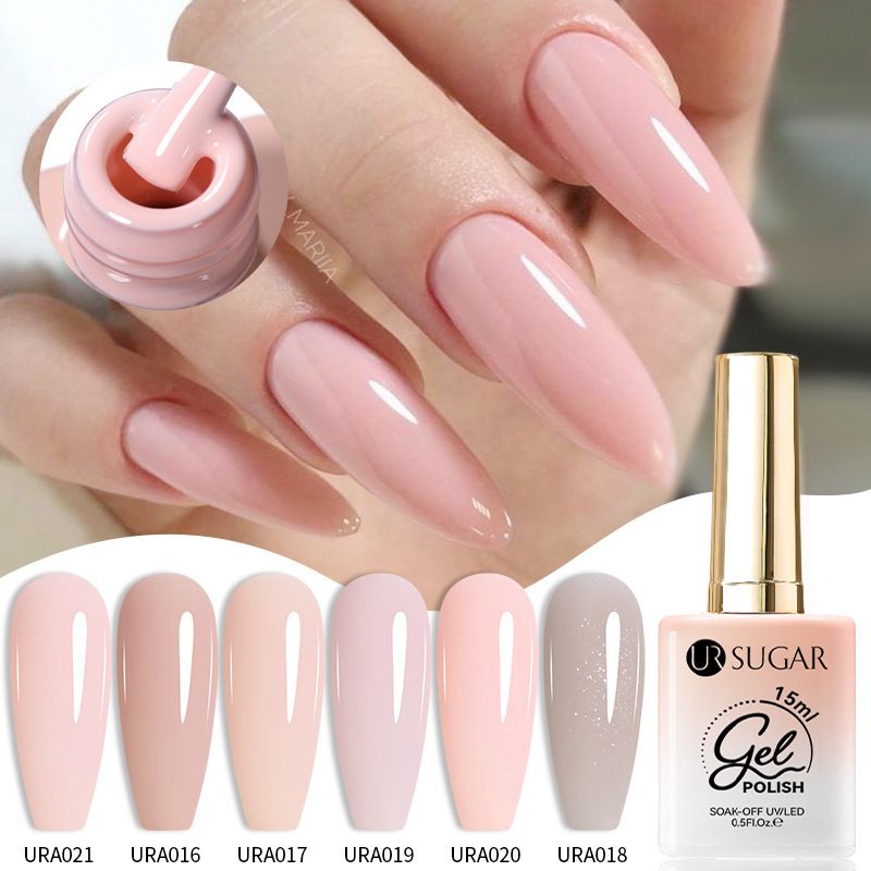 URSUGAR15ML New Classic Solid Color Nude Glitter Sequin Nail Polish Gel_voghion.com