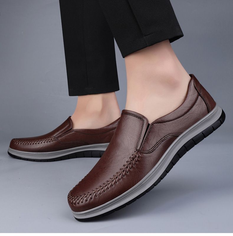 Herrenschuhe, Freizeitschuhe aus Leder, niedrige Schafthöhe, Fußüberzug aus Leder, Freizeitschuhe für Herren, einzelne Schuhe_voghion.com