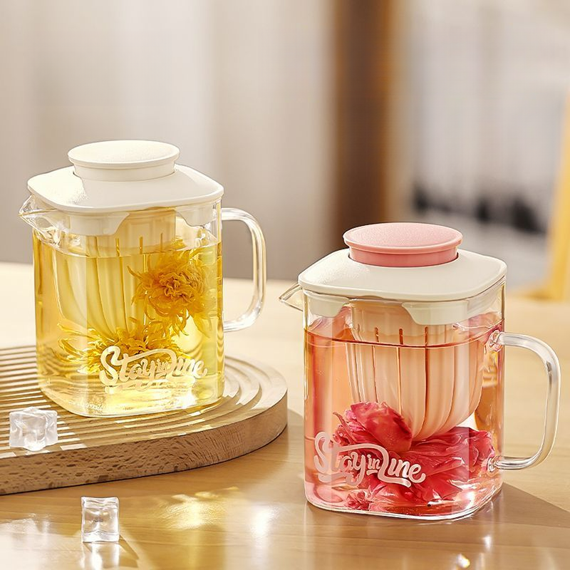 Vaso de vidrio Xilekou para uso doméstico y de oficina, con separación de agua, alto contenido de borosilicato, gran capacidad, apto para preparar té de hierbas._voghion.com