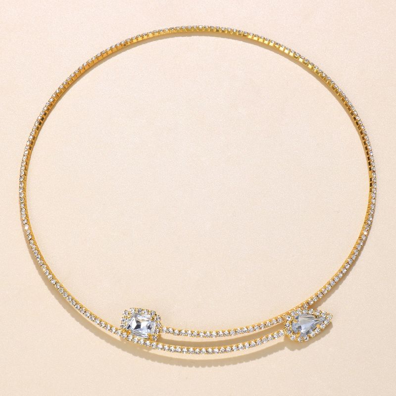 gioielli diamante rotondo lucido apertura clavicola catena tendenza semplice strass collare donna choker_voghion.com