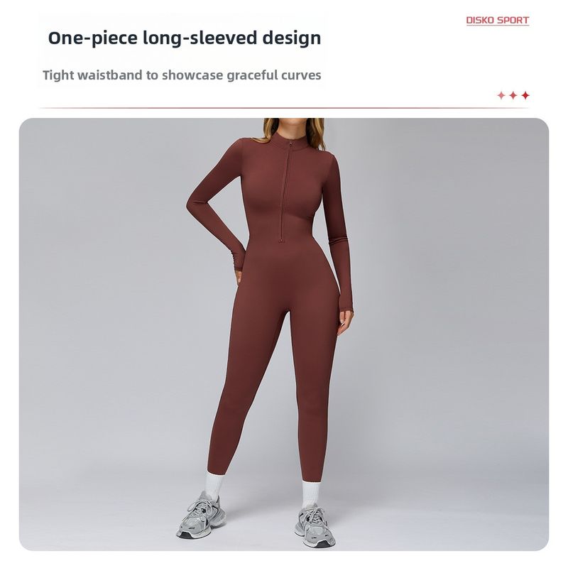 Jesienny i zimowy, obcisły i aksamitny kombinezon do jogi i biegania na świeżym powietrzu, ciepły, 2509_voghion.com
