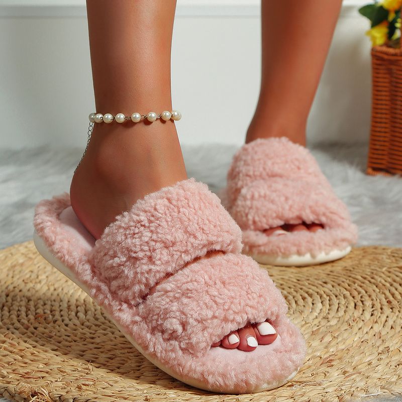 Women's winter plush warm home indoor non-slip furry slippers_voghion.com