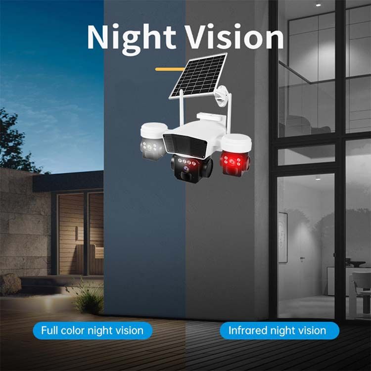 Telecamera di sicurezza solare 4G a tripla lente con HD da 6 MP, visione notturna e monitoraggio mobile remoto per uso esterno_voghion.com