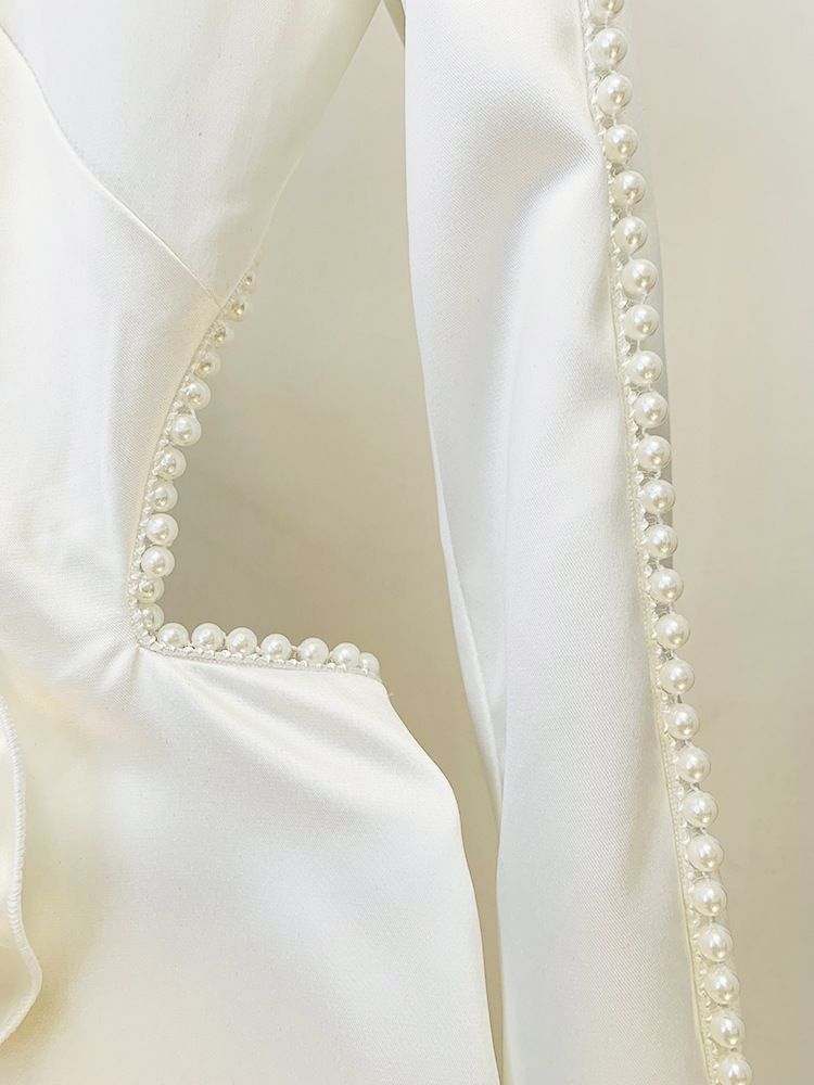 K Nouveau costume de fleur tridimensionnelle de perles creuses de mode; pantalon en maille de paillettes de perles._voghion.com
