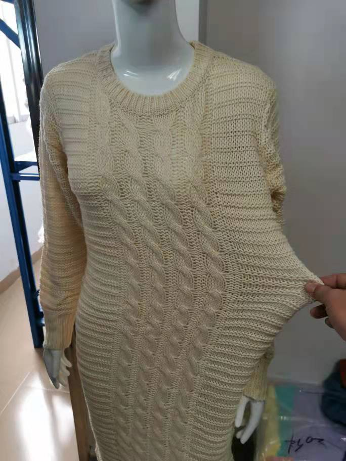 Abiti in maglia di lana a maniche lunghe twist alla moda da donna_voghion.com