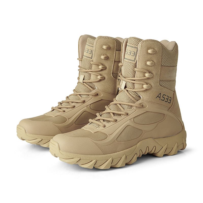 Large Breathable Tactical Boots For Outdoor Hiking, Wear-resistant Training, Combat Boots, High Top Desert Boots For Men_voghion.com