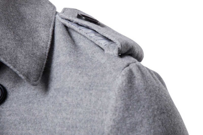 Spring Men's Long Tweed Coat Trench Coat_voghion.com