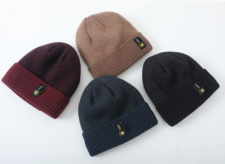 Winter hat plush knit hat autumn and winter wool hat winter hat letter label melon skin hat_voghion.com