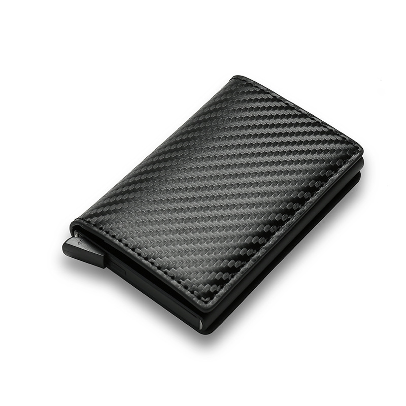 DIENQI Carbon Rfid Pung Penge Kortholder Lomme Mini Slim Pung Kvinder Mænd Smart Punge Automatisk Pop Up Valet Wallet Pung_voghion.com