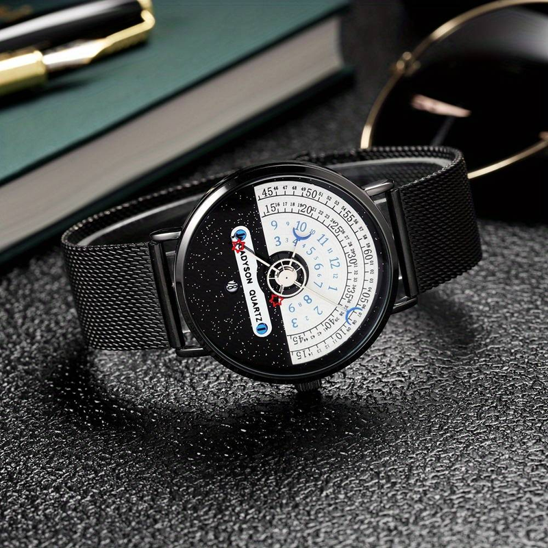 OLEVS Fashion Men's Stainless Steel Mesh Strap Quartz Wristwatch For Men,High Quality Waterproof Watch_voghion.com