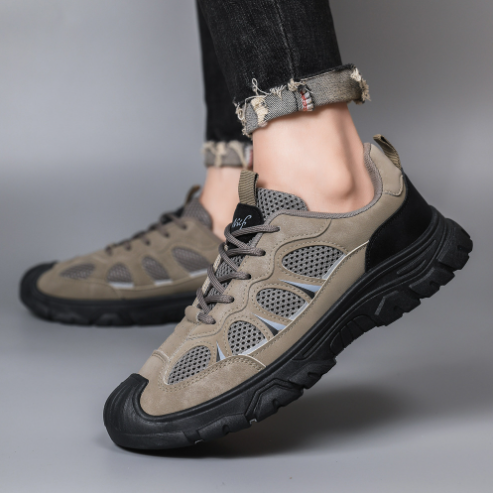 Men's shoes spring and summer new casual sports shoes thick bottom hollow breathable outdoor work shoes men hiking shoes men_voghion.com