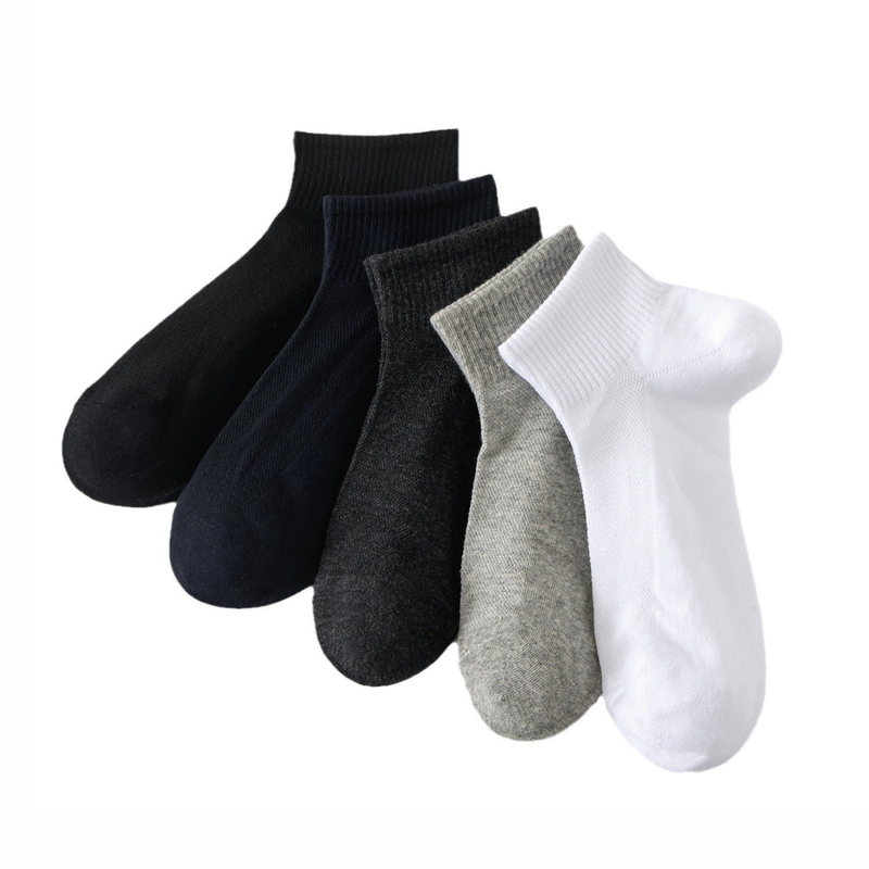 Chaussettes en maille chaussettes pour hommes sports de printemps et d'été chaussettes courtes pour hommes bas haut couleur unie chaussettes en coton d'été noir et blanc chaussettes bateau_voghion.com