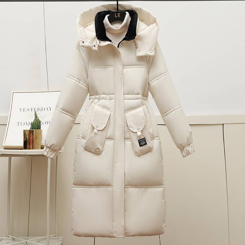 Women's Clothing winter coats cotton jacket winter new women's fashion long over the knee drawstring waist Russian coat_voghion.com