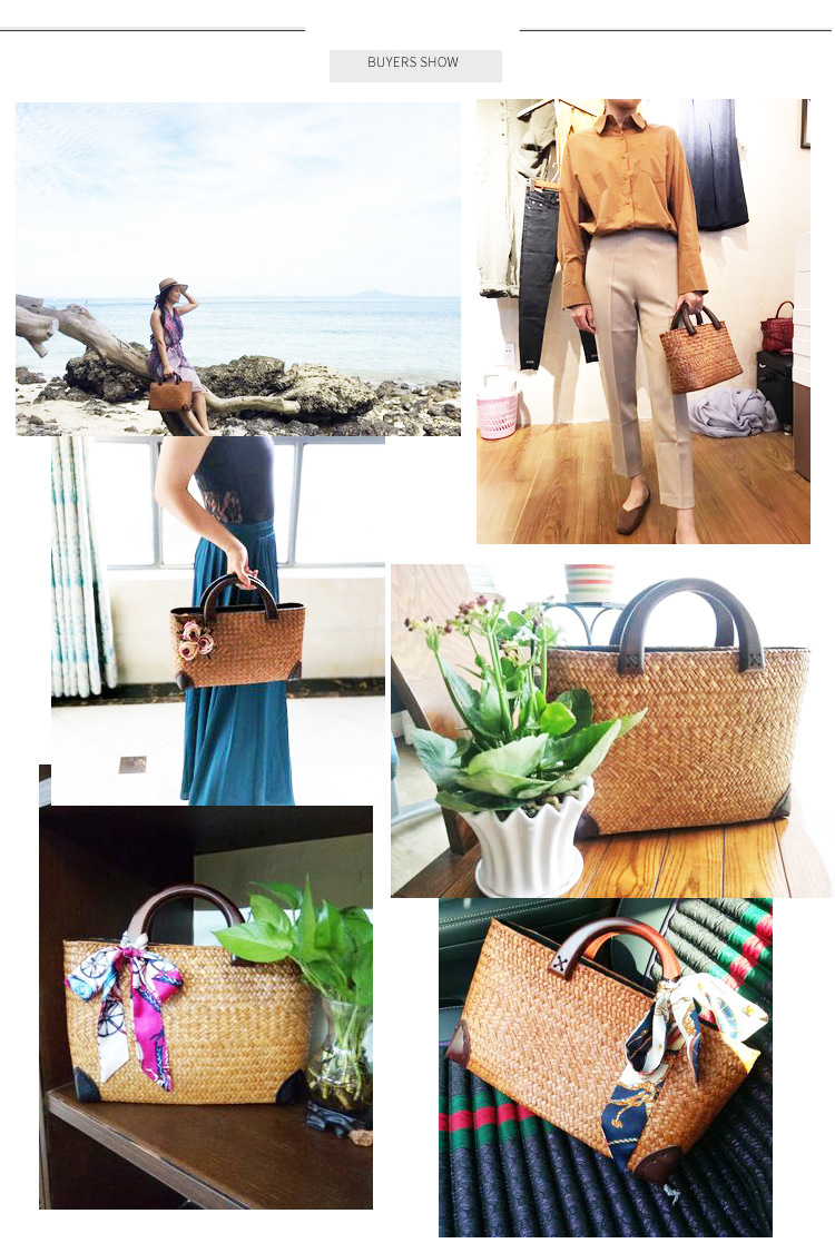 Borsa da donna in paglia intrecciata, borsa da viaggio in stile nazionale letterario, borsa da spiaggia con manico in legno, borsa in rattan_voghion.com
