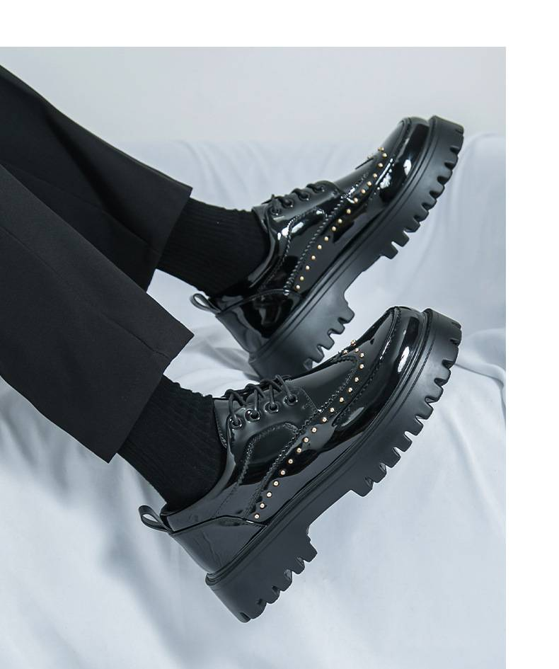 Men's Leather Dress Shoes With Brogues, Thick Soles, Suitable For Business And Casual Wear, Trendy And Versatile, Comfortable And Stylish_voghion.com